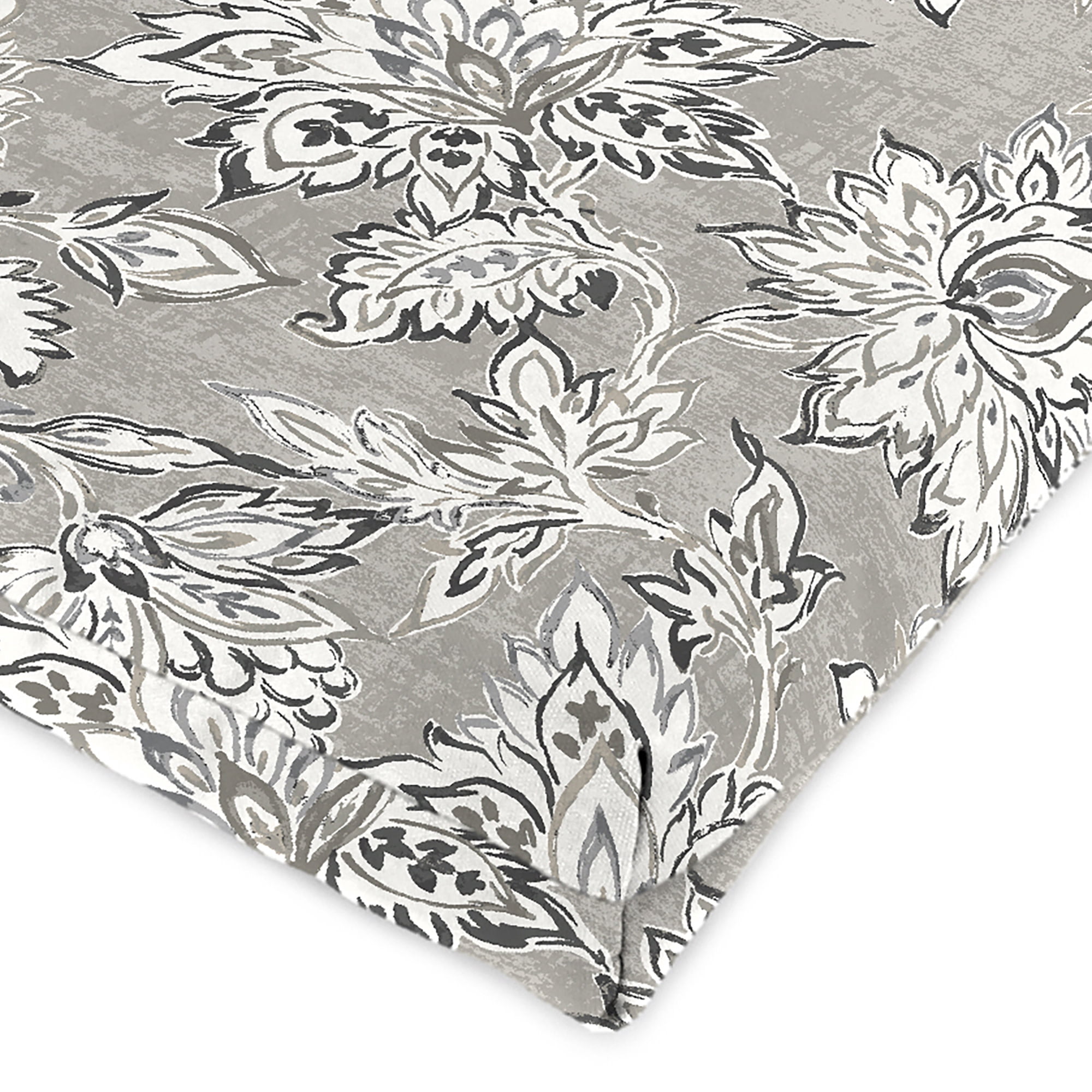 Jordan Manufacturing 43" x 21" Adair Gray Jacobean Rectangular Outdoor Chair Cushion with Ties and Hanger Loop