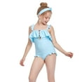 thumbnail image 6 of MUXiin Teen Girl Swimsuit One Piece Halter Ruffled Details Cute Swimsuits Quick Dry Stylish Design Beach Vacation Outfit Stretchy Rash Guard Set for Girls Playing In the Ocean, 6 of 9