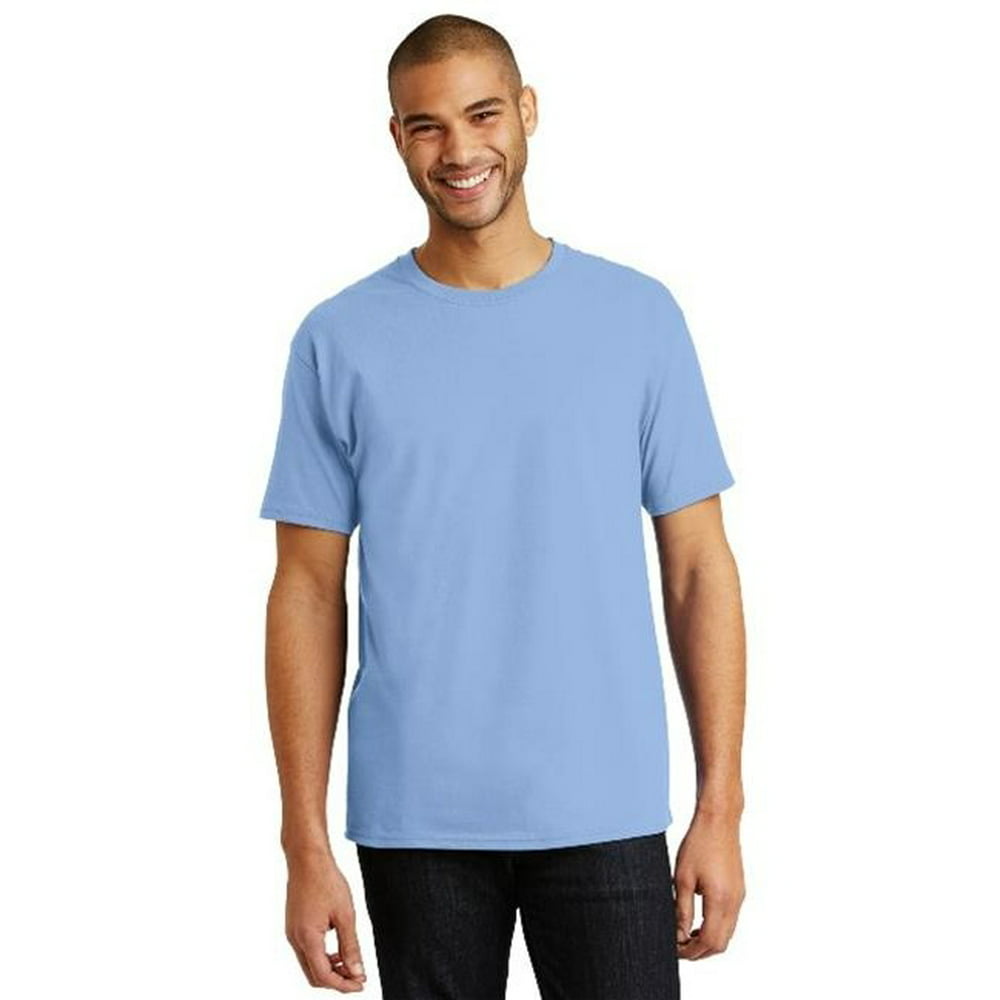 Hanes - Hanes 5250 Mens Tagless 100 Percent Cotton T-Shirt, Light Blue ...
