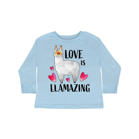 

Inktastic Valentine s Day Love is Llamazing with Cute Llama and Hearts Gift Toddler Boy or Toddler Girl Long Sleeve T-Shirt