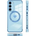 thumbnail image 4 of for Samsung Galaxy S23 5G Case [Support Magsafe] Love Heart Pattern Magnetic Plating Electroplate Luxury Elegant Case Camera Protector Soft TPU Shockproof Protective Corner Back Cover -Blue, 4 of 11