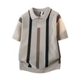 thumbnail image 5 of Ceisia Men's Striped Knit Polo Shirt Short Sleeve Button Collar Textured Fabric for Casual and Smart Wear Khaki XL Gifts for Father, 5 of 5