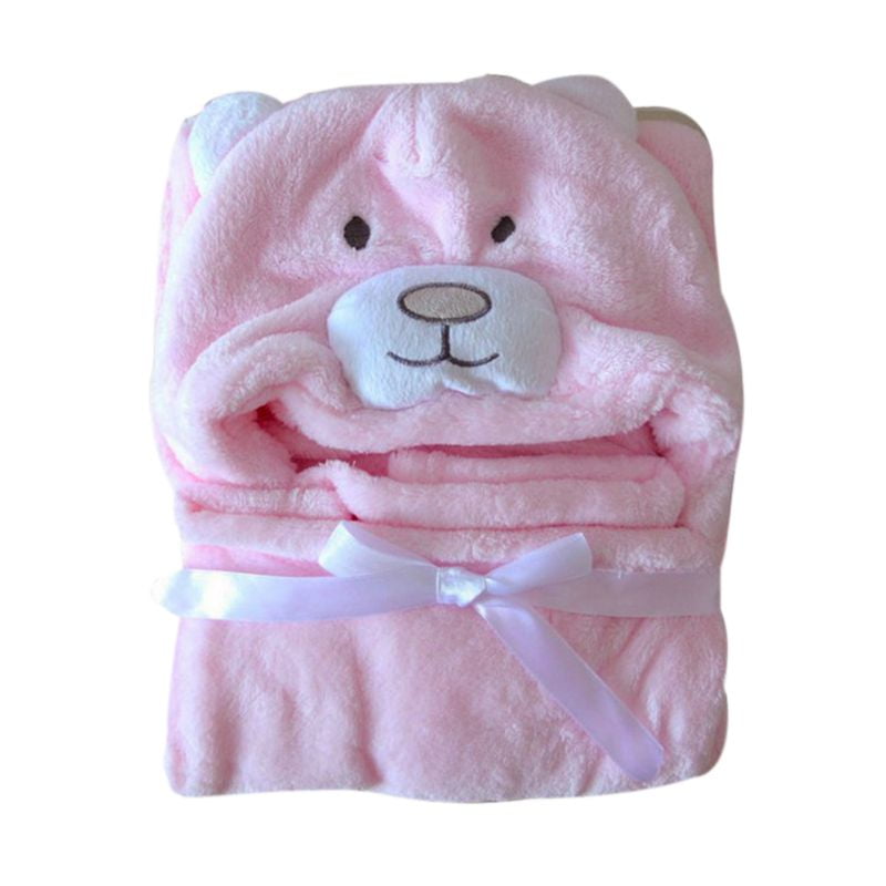 Newborn Baby Infant Soft Flannel Hooded Blanket Bath Towel Animal Bathrobe