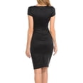 thumbnail image 3 of Auliné Collection Womens V-neck Zip Up Work Office Career Side Wrap Sheath Dress Black Small, 3 of 5
