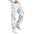thumbnail image 2 of Spazoro Boys Cargo Pants with Multi-Pockets, Solid Color Breathable Elastic Waist Straight Leg Casual Trousers for Daily Streetwear White Size 5-6, 2 of 6