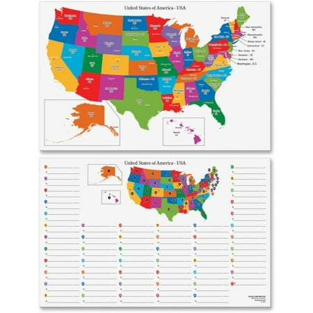 Pacon Dry Erase Learning Board Maps 11" x 17" - USA Map - Dual-Sided - Dry Erase - 25 Maps/Pack