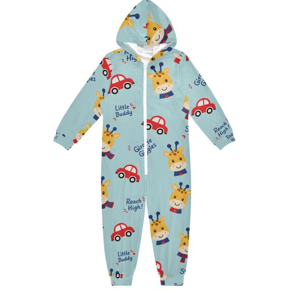 Giraffe Boys & Girls Hooded One-Piece Pajamas Warm Crystal velvet Hooded Long Sleeve Loungewear Jumpsuit Unisex