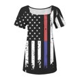 thumbnail image 6 of Xihbxyly Tops for Women, July of 4th Shirt for Women Summer V Neck Short Sleeve American Flag Clothes Patriotic Outfit Top Pleated Mesh Blouses Loose Fitting Tops for Women, 6 of 6
