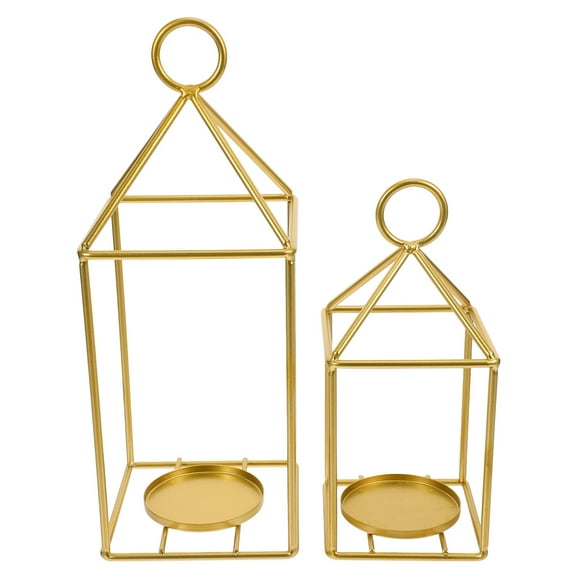 Homoyoyo Set of 2 Sturdy Golden Iron Candle Holders for Table Centerpieces and Home Decor