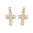 thumbnail image 2 of Brass Cubic Zirconia Pendant with Glass Real 18K Gold Plated Religion Cross Charm Clear 20x13x2.5mm Hole: 4.5x3mm, 2 of 3