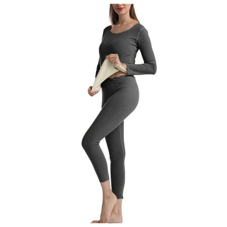

TANGNADE Lingerie For Women Womens Thermal Underwear Stretch Top & Pants Set