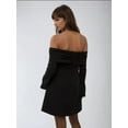 thumbnail image 3 of Exclusive Tailored Off Shoulder Mini Dress with Button Detail, 3 of 4