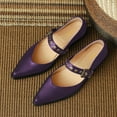 thumbnail image 4 of YDN Womens Comfy Pointed Closed Toe Low Block Heel Pumps Strap Buckle Mary Jane Shoes Casual Daily Dress Size 7 Purple, 4 of 4