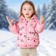 thumbnail image 1 of Parkas de manga larga para niños con estampado de invierno, capucha y orejas pequeñas, ligeras y finas, deportivas informales, cálidas y gruesas, chaquetas de plumón para niñas, parte superior de poli, 1 of 5