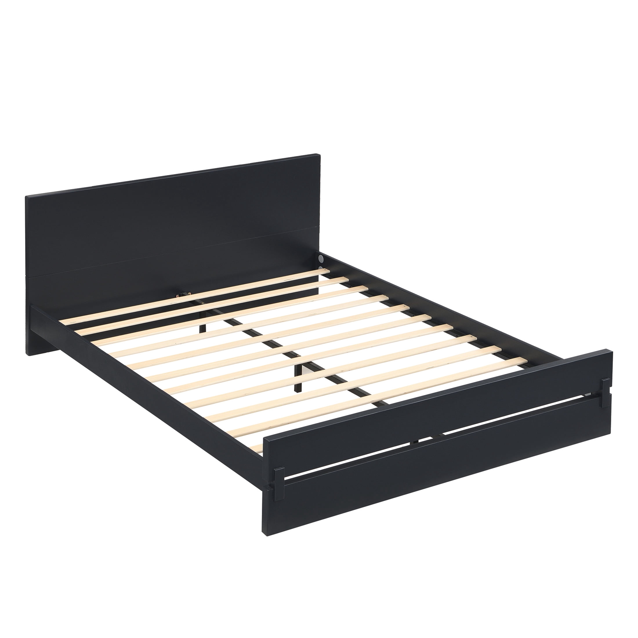 Christopher Knight Home Queen Size Solid Bamboo Platform Bed Frame, Minimalist Design, Black