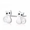 thumbnail image 6 of EOEMY Fashion 925 Silver Plated Cat Animals Earrings Ear Stud Women Party Jewelry Gift, 6 of 6