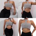 thumbnail image 2 of Luxurious Silver Crystal Bralette Crop Top Sparkling Rhinestones Body Chain Halter Neck Tube Top Clubwear for Ladies L, 2 of 4