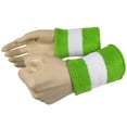 thumbnail image 3 of Couver Terry Cloth Two Color Striped Wrist Sweatbands, Bright Lime Green White Bright Lime Green, One Size, 2 Pairs, 3 of 8