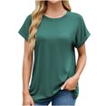 thumbnail image 2 of Yuwull Womens Tops Womens Tops Casual Women'S Spring And Summer Solid Color Short Sleeved Round Neck Loose T-Shirt Womens Plus Size Tops On Clearance9XL, 2 of 8