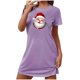 thumbnail image 2 of Camisón corto navideño para mujer, talla grande, cuello redondo, manga corta, estampado en el pecho, vestido de noche para mujer, 2 of 3