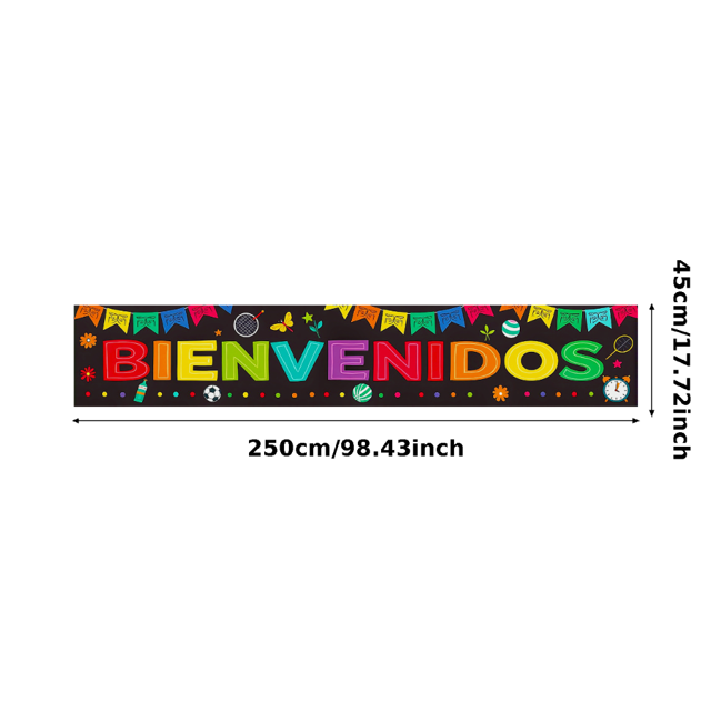 Bannière Bienvenidos Colorée Multicolore Décoration de Fête Fond pour Fêtes de Bienvenue Célébrations Événements Rassemblements Accessoires Photo Toile de Fond
