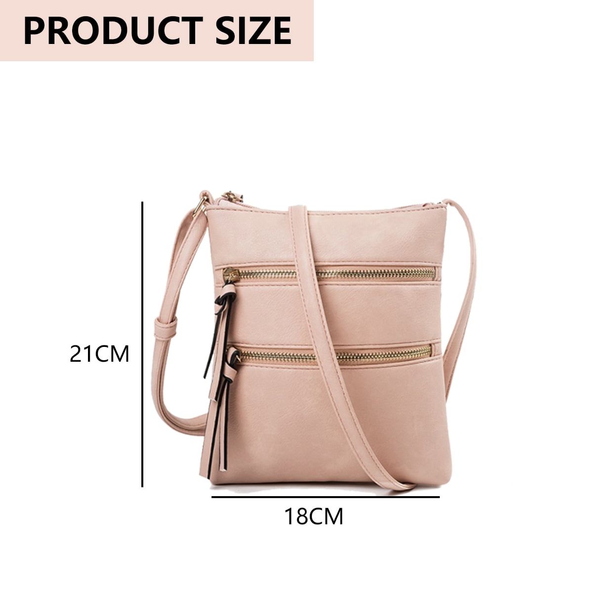 Crossbody Bags for Women Medium Size Leather Travel Cross Body Bag Purses for Women - Light pink