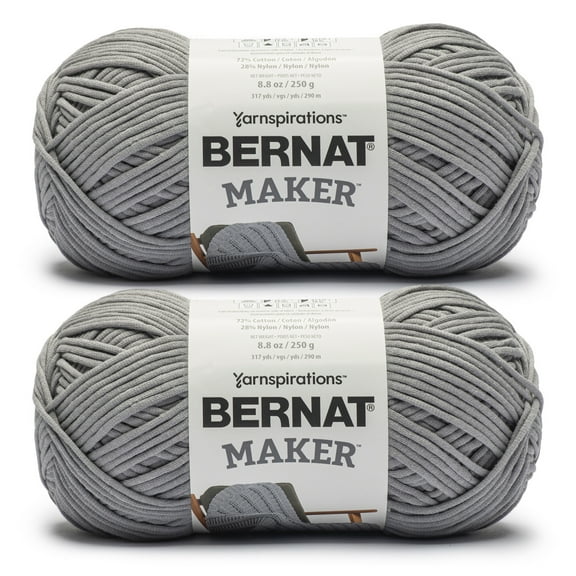 Bernat® Maker™ #5 Bulky Cotton Yarn, Gray 8.8oz/250g 317 Yards (2 Pack)