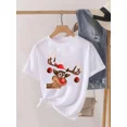 thumbnail image 2 of Camiseta con estampado de ciervo de dibujos animados para mujer, Top de vacaciones de Navidad, camisa de Año Nuevo para mujer, ropa, camiseta gráfica, 2 of 5
