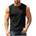 thumbnail image 2 of Horkkom Tank Tops Men Solid Color Button Sleeveless Shirts Vacation Workout Casual Shirts with Pockets, S-3XL, 2 of 8