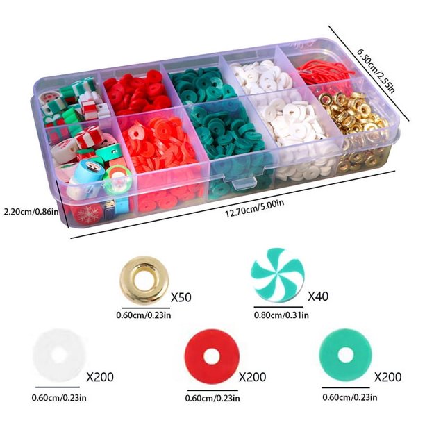 1 Box Christmas Series Beads Santa Claus Snowman Elk Pattern Clay Loose Beads For DIY Handmade Earrings Bracelet Jewelry Making