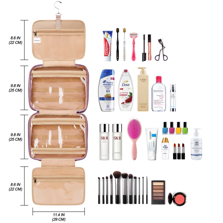 LAVIEVERT Toiletry Bag Makeup Organizer Cosmetic Bag Portable Travel Kit  Household Pack Bathroom Storage with Hanging & Adjustable Shoulder Strap