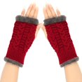 thumbnail image 4 of Women's Knit Arm Warmers with Plush Lining, Long Sleeve Glove Covers, Faux Sleeve Hand Warmers, Thick Wool Blend Wrist Warmers for Autumn and Winter Wine, 4 of 4