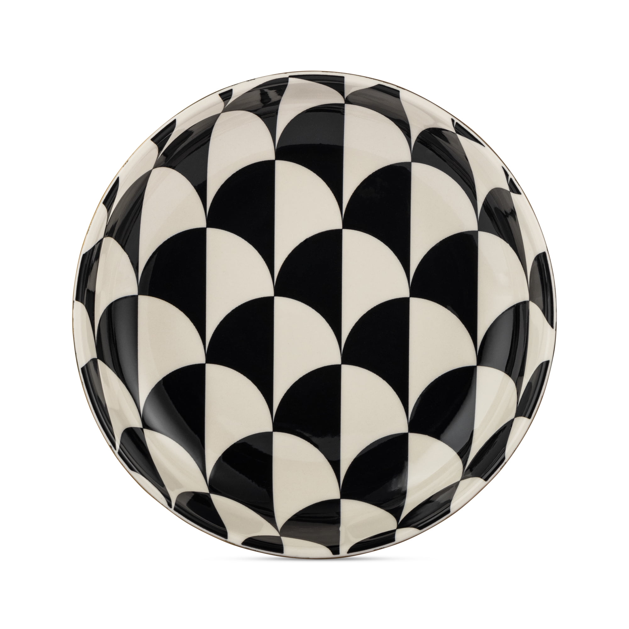 Thyme & Table Emmett 3-Piece Ceramic Nesting Low Bowl Set, Black and White