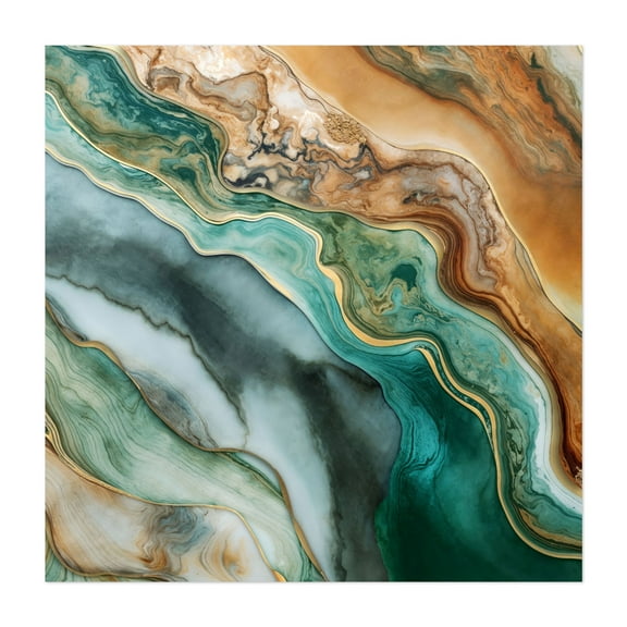 Marbled Abstract Ink Luxury - Painting Unframed Wall Art Print 10 x 10 inches