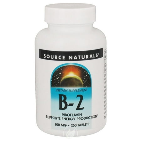 Source Naturals Vit B-2 Riboflavin 100mg 250 tab, Pack of 2