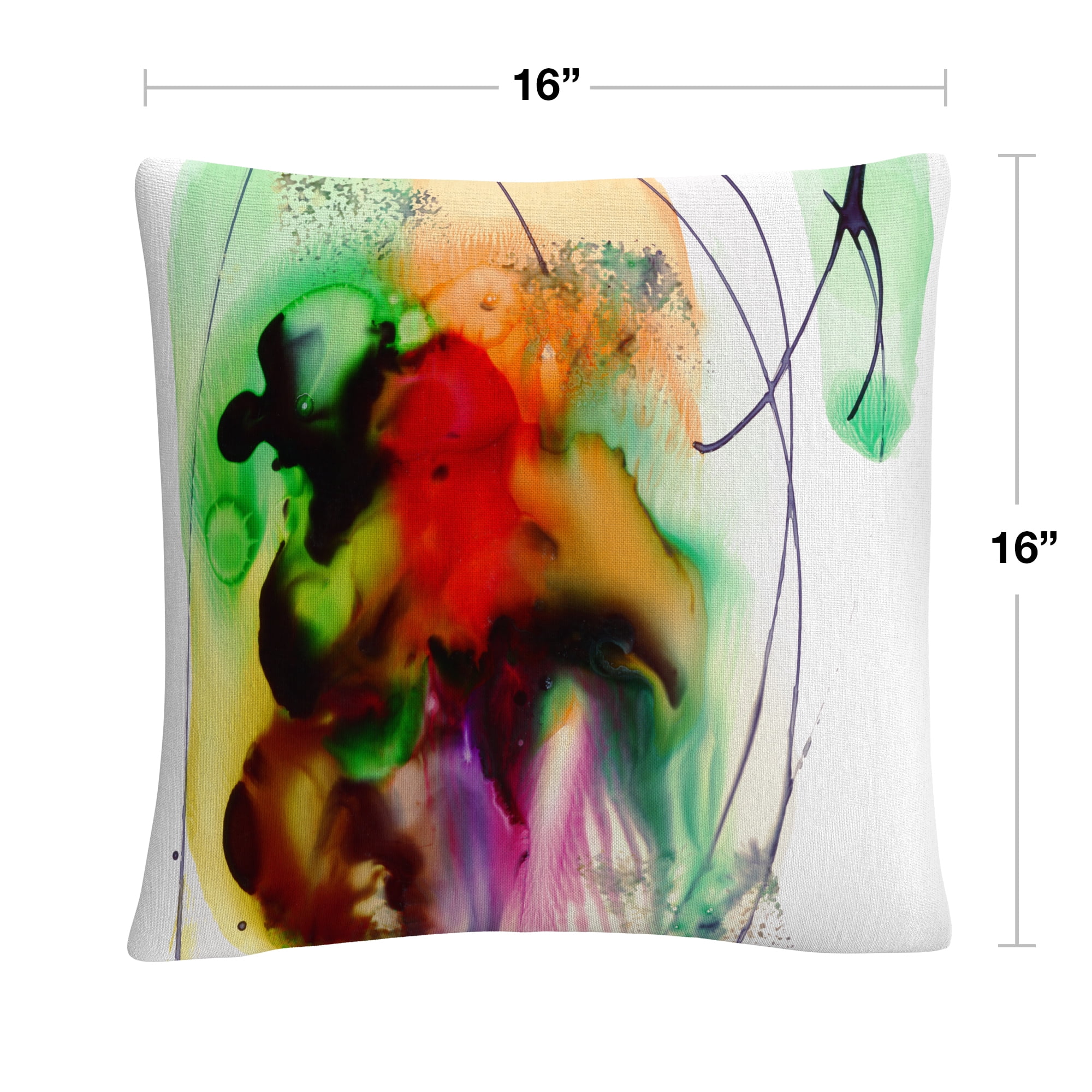 Abstract Number 09' Streaks Splash Splatter Paintmasters Fine Art 16 X 16 Decorative Throw Pillow