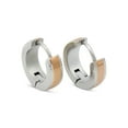 thumbnail image 5 of BEBERLINI Men Huggie Hoop Earrings Stainless Steel Silver Jewelry Gift Rose Gold Stripe, 5 of 5