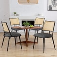 thumbnail image 6 of MAYEERTY Dark Gray Dining Chairs Set of 2, Rattan Backrest, Metal Frame, Boucle Upholstery for Living Room, 6 of 7