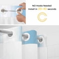 thumbnail image 5 of Sky Blue White No Hook Shower Curtain Waterproof, Bathroom Curtains with Snap in Liners and See Through Top Window, Gradient Vertical Stripes Minimalist Hotel Style Bathtub Curtains Shower 48"Wx72"L, 5 of 8