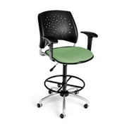 OFM Stars Series Model 326-AA3-DK Fabric Swivel Task Chair with Arms and Drafting Kit, Sage Green