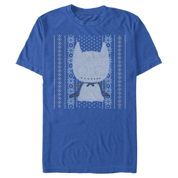 Men's Batman Ugly Christmas Chibi Snow Bat Graphic Tee Royal Blue 2X Large