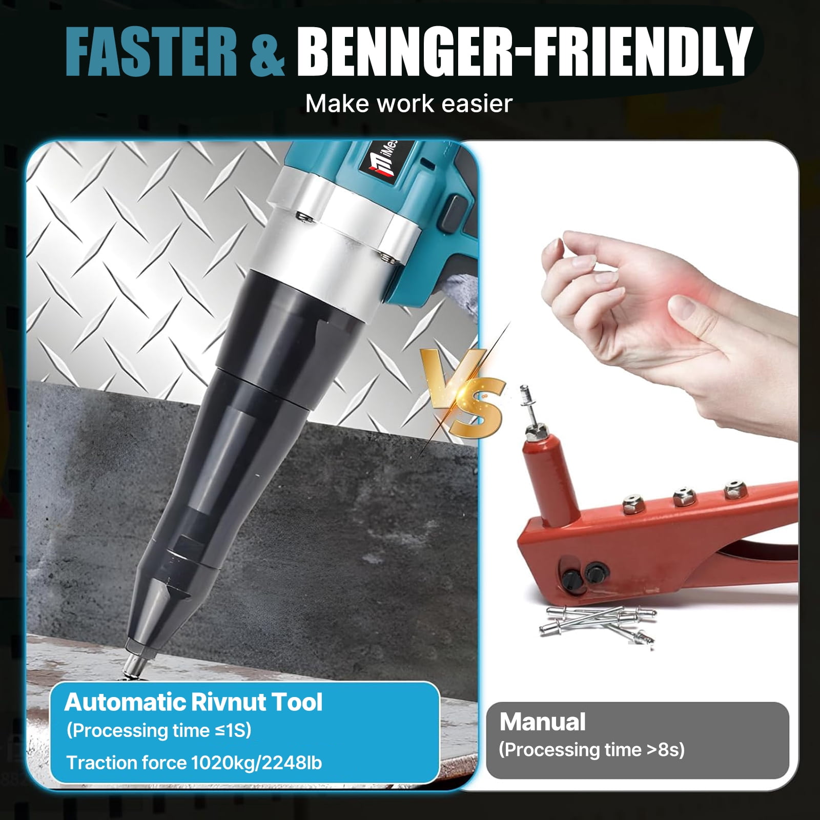 iMeshbean Cordless Rivet Gun, with Battery and Charger, 21V