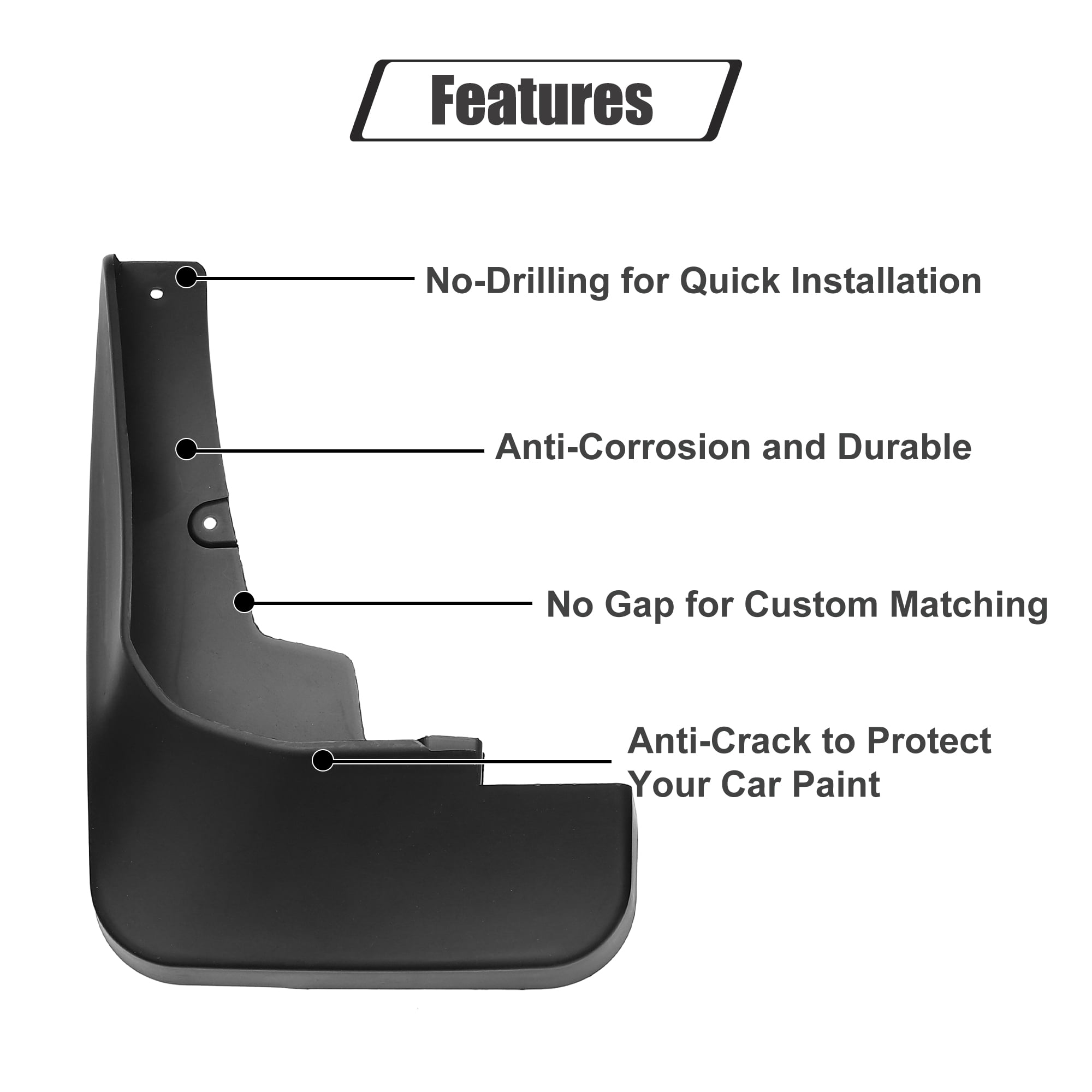 Unique Bargains Front and Rear Mud Flaps Splash Guards Fit for Toyota Highlander Black 1 Set
