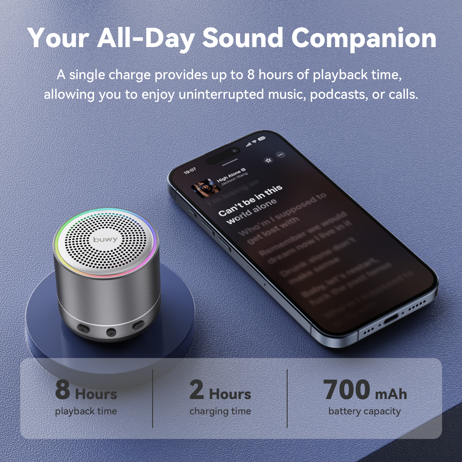 Cillso Mini Portable Bluetooth Speaker with RGB Lights, IP68 photo 5