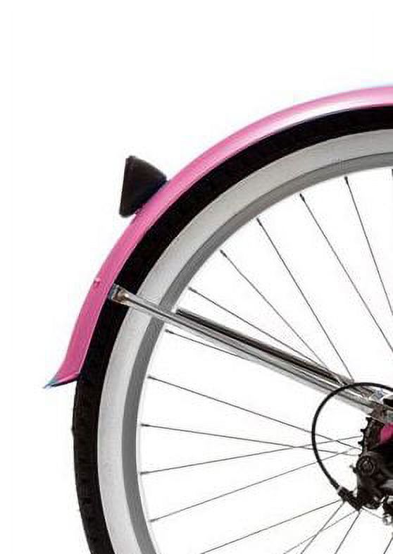 Wonder Wheels 26 In. Beach Cruiser Shimano Tx-35 7 Speed Bicycle, Bike, V-Brake Stainless Steel Spokes One Piece Crank Alloy Pink Rims 36 H With Fender - Pink