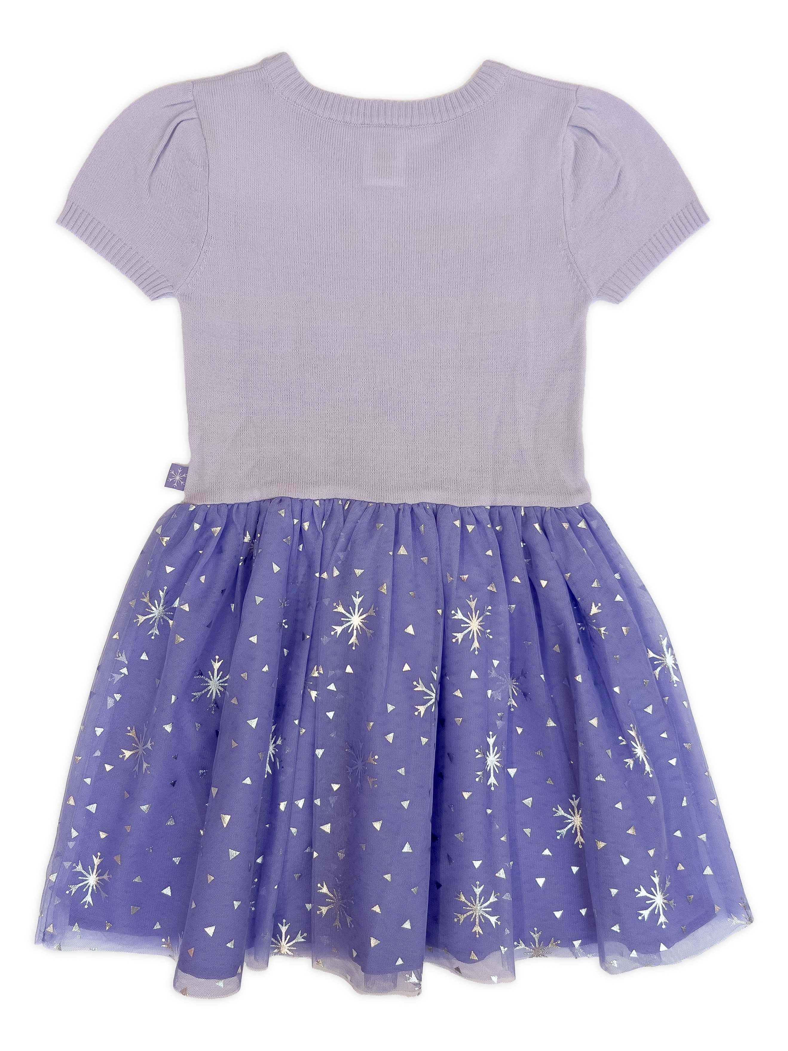 Girls Disney Frozen Elsa Cosplay Short Sleeve Sweater Dress, Sizes 4-12