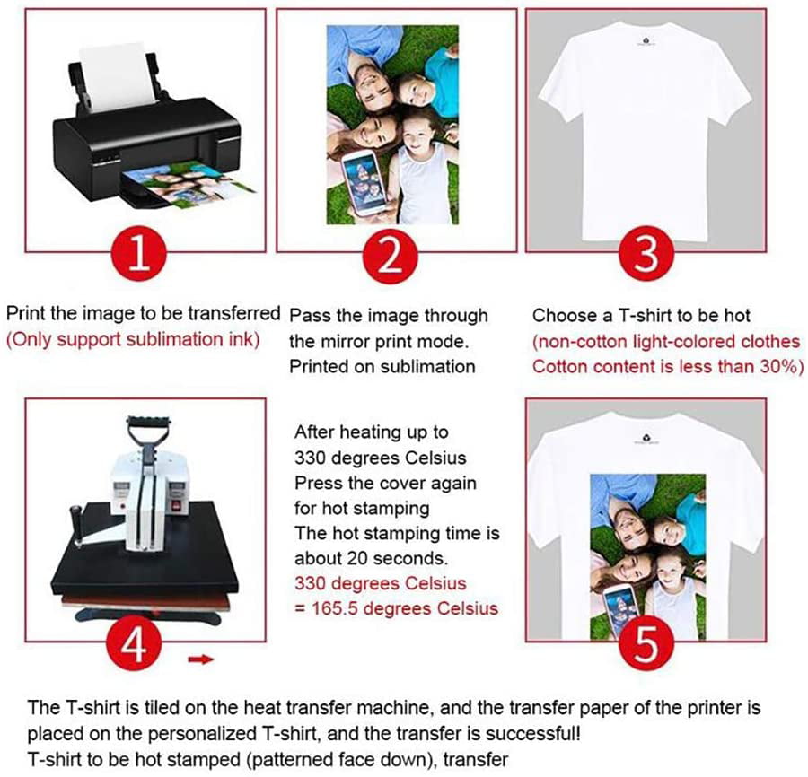 5/10x a4 transfert de chaleur Papier pour Imprimante à jet d'encre Repasser T Shirt 