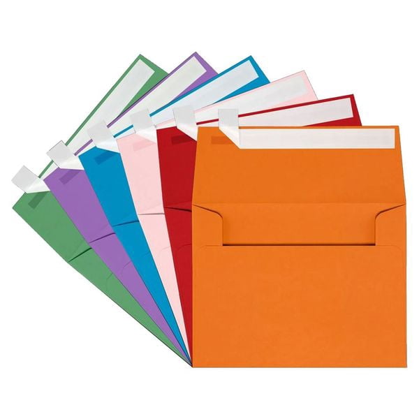 JAM Paper Peel & Seal A2 Envelopes, 4 3/8 x 5 3/4, Assorted, 150/Pack