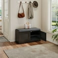thumbnail image 2 of S-HOME Shoe Storage Bench with Detachable Cushion, 28.74 Inch Entryway Cabinet with 2 Door Design for Easy Access, Black, 2 of 13