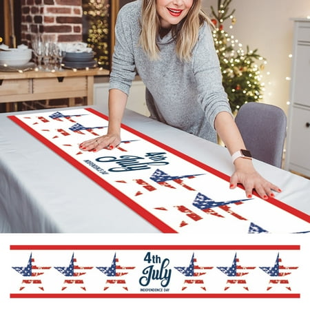 

Clearance!SDJMa 4th of July Decorations Stars & Letter Printed Table Runners 13x70 Inches Memorial Day American Flag Stars and Stripes Patriotic Farmhouse America Independence Day Decor